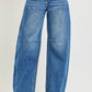 Slouchy Barrel Double Waistband Detail Jeans