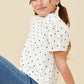 Girls Puff Sleeve Polka Dot Knit Tee