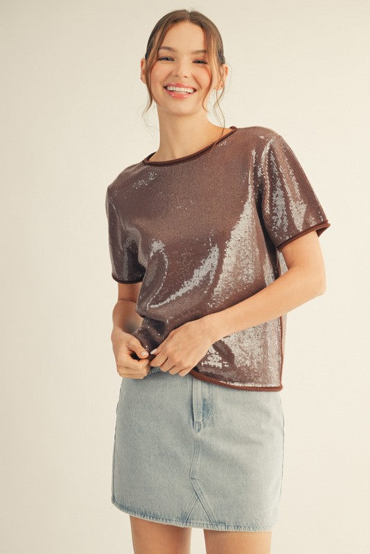 Tiny Sequins Covered Sweater Top