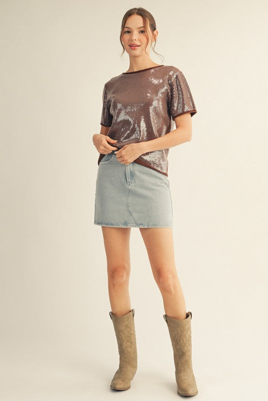 Tiny Sequins Covered Sweater Top