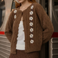 Floral Embroidery Crochet Knit Detail Cardigan