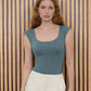 Scoop Neck Short Sleeve Knit Bodysuit