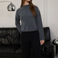 Raw Edge Mock Neck Button Down Cardigan