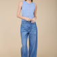 RAW EDGE BUTTON DOWN KNIT CARDIGAN VEST TOP