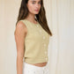 RAW EDGE BUTTON DOWN KNIT CARDIGAN VEST TOP