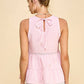 WK50480 - BABYDOLL TIER BUBLLE WOVEN TOP WITH TIE BACK