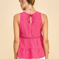 WK50480 - BABYDOLL TIER BUBLLE WOVEN TOP WITH TIE BACK