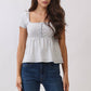 JT57348S - STRIPE SQUARE NK HENLEY BABYDOLL TEE