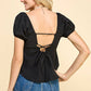 WT50479 - BABYDOLL LACE UP BACK BUBBLE WOVEN TOP