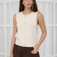 RAW EDGE BUTTON DOWN KNIT CARDIGAN VEST TOP