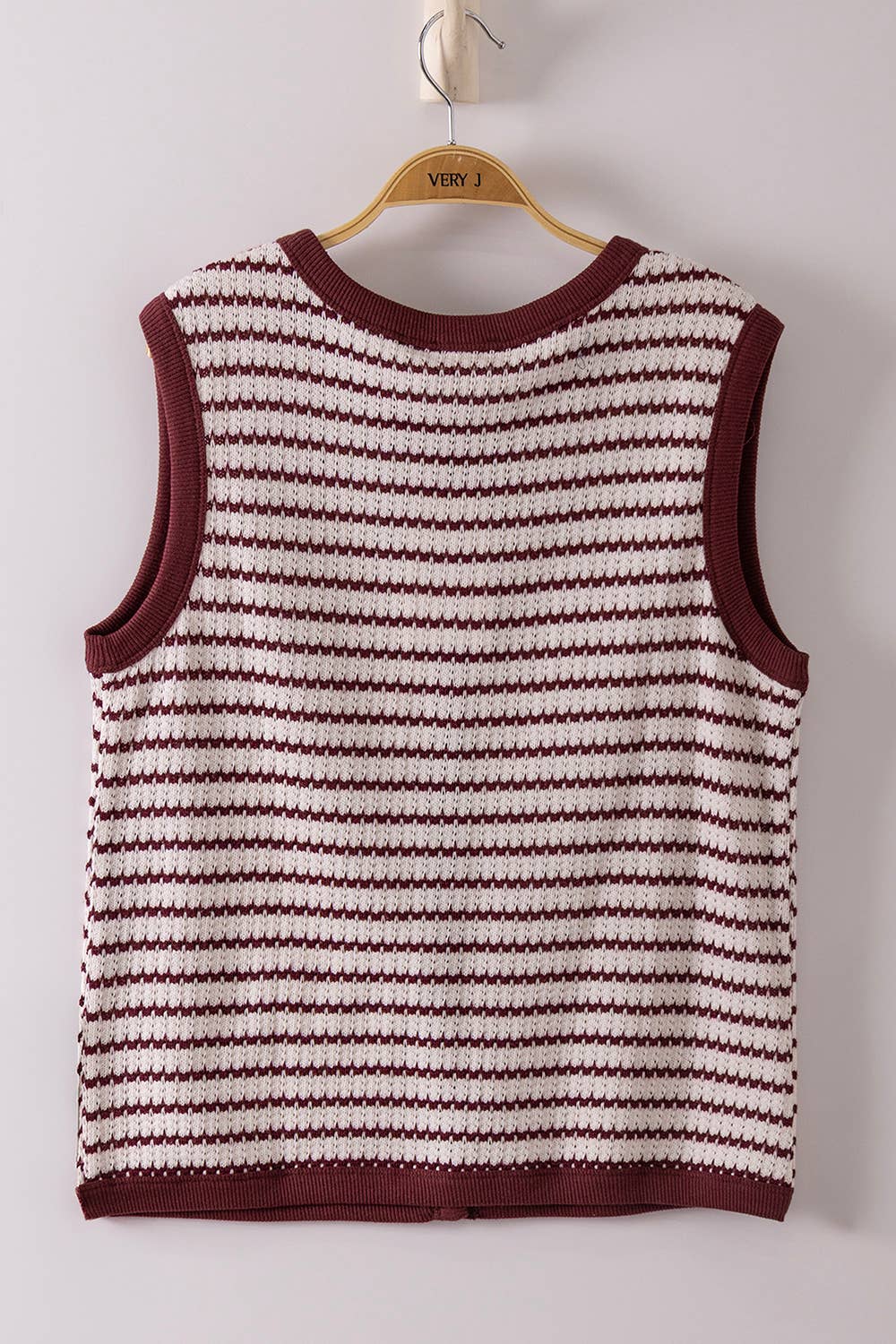 NT12503-Stripe Knit Button Down Top