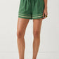 Contrast Trim Linen Shorts