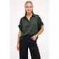 Short Ruffle Sleeve Button-up Blouse