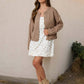 RAW EDGE EXPOSED SEAM BUTTON DOWN KNIT CARDIGAN
