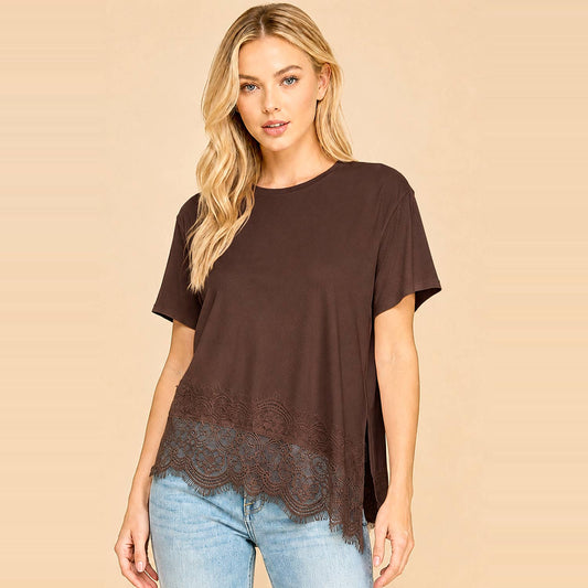 Asymmetrical Lace Trim Top