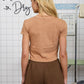 WASHED SHORT SLEEVE CROPPED KNIT T-SHIRT