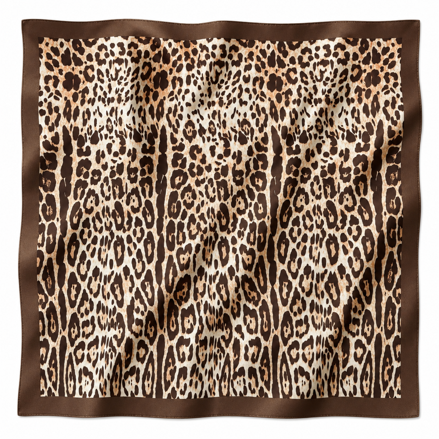 Leopard Print Satin Silk Square Scarf