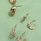 TRIO PEARL DIAMOND CUT HUGGIE HOOP EARRINGS