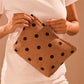 CORDUROY POLKA DOT COSMETIC MAKEUP POUCH BAG | 40P625