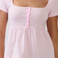 JT57348S - STRIPE SQUARE NK HENLEY BABYDOLL TEE