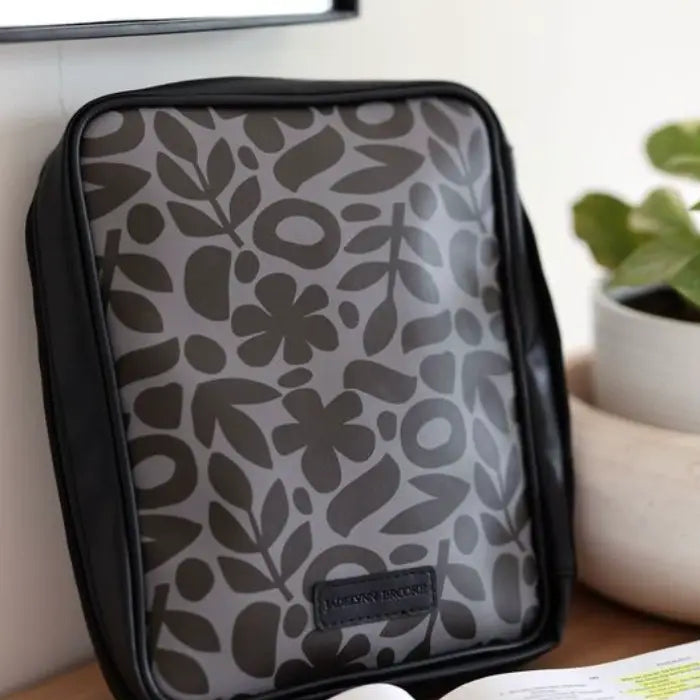 Bible Cover – Faith First Floral – Black/Grey