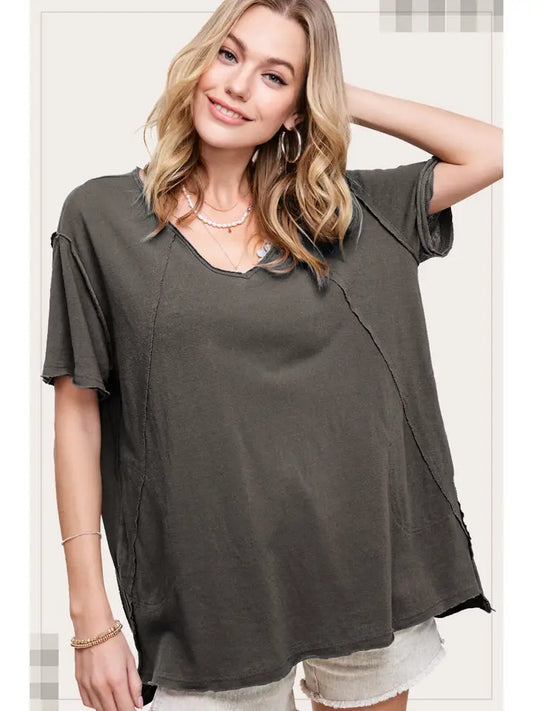 Midnight Relaxed V-Neck Tee