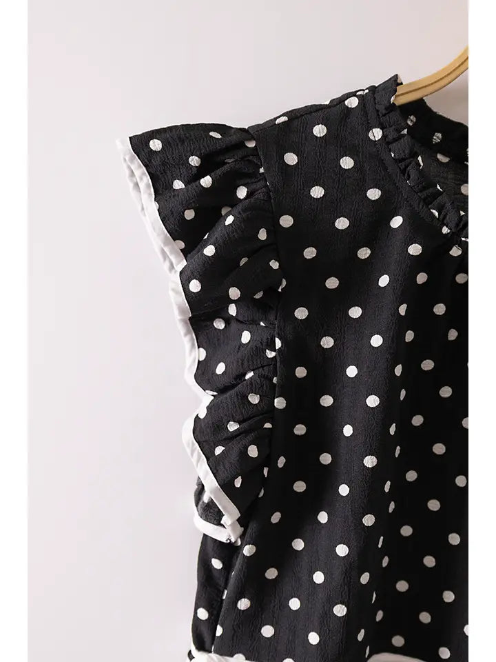 Romantic Polka Dot Ruffle Blouse