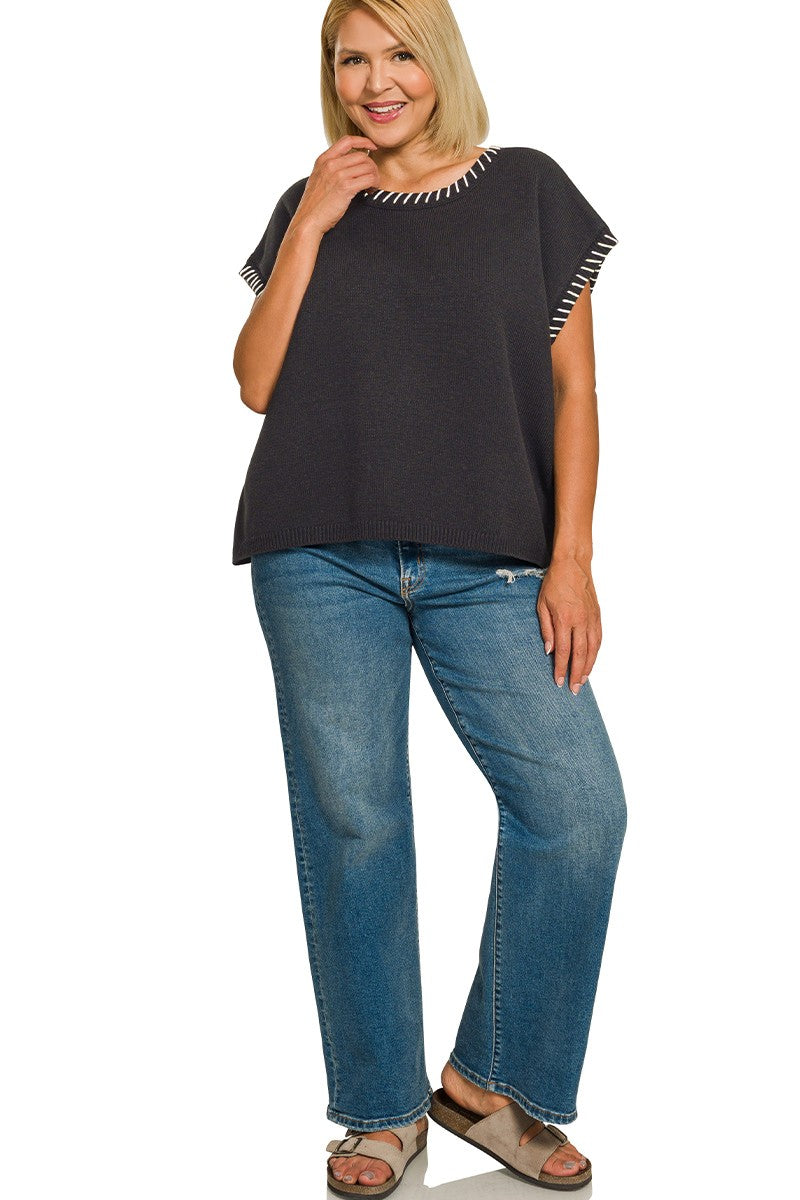 SLOUCHY BARREL DOUBLE WAISTBAND DETAIL JEANS  - Rise 11" | Inseam 29 1/2" in size 3/26 - Model Info: Height 5'8.5" | Waist 24" | Hip 36" - Model is wearing size 3/26