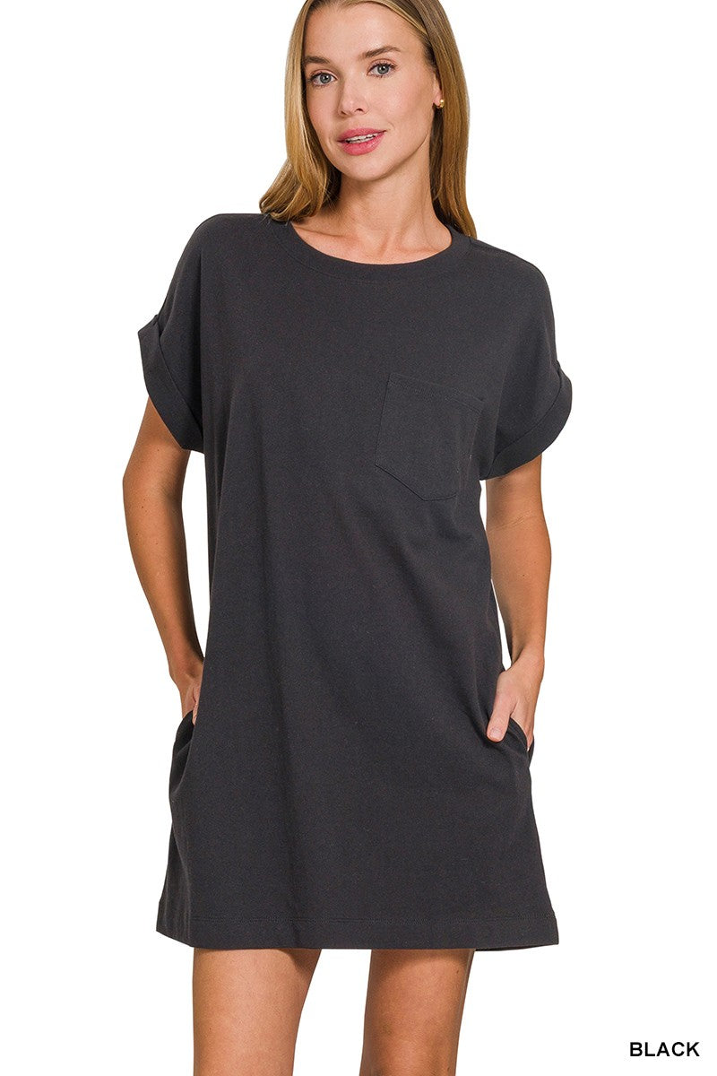 Premium Cotton T-shirts Dress With Pockets