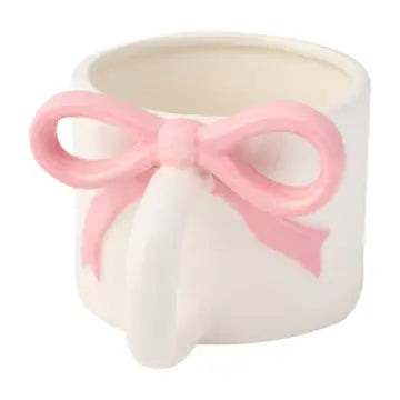 Ceramic Pink Bow On Handle Mug