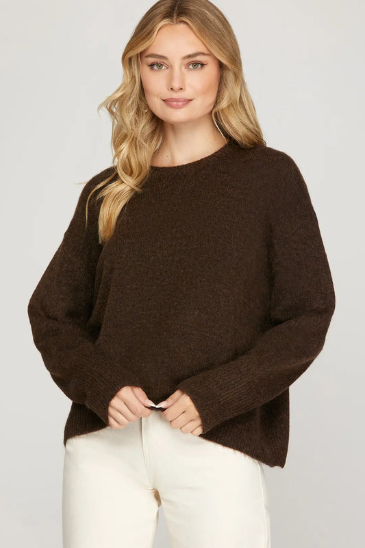 LONG SLEEVE ROUND NECK SWEATER TOP