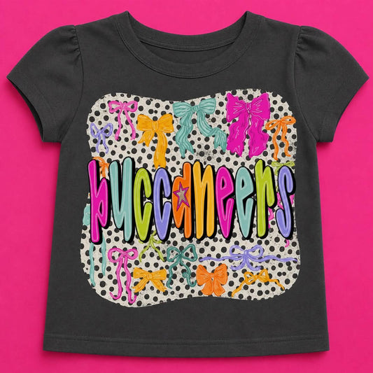 KIDS- colorful bow team shirt BUCS