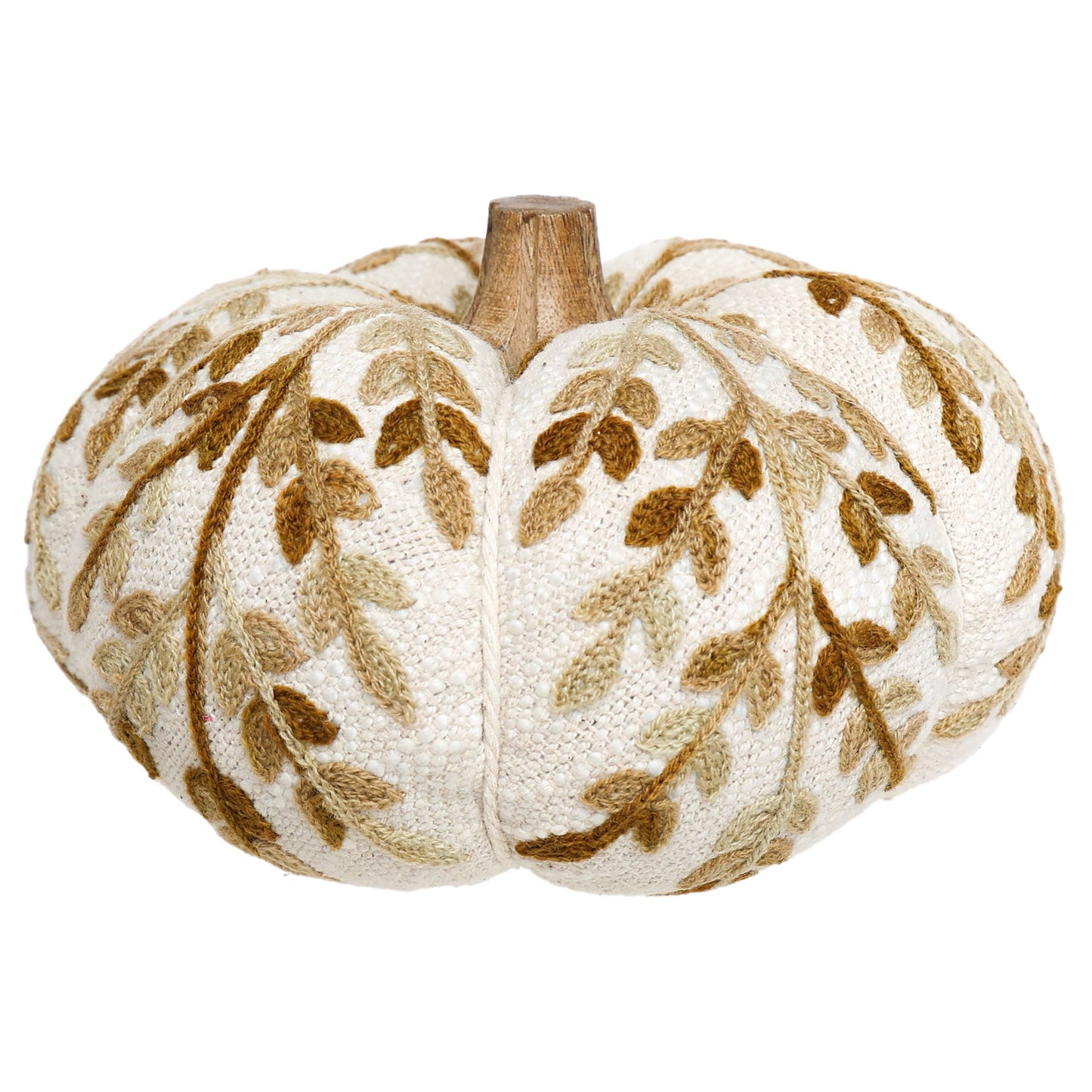 6.25" Tan Leaf Embroidered Pumpkin Fall Autumn