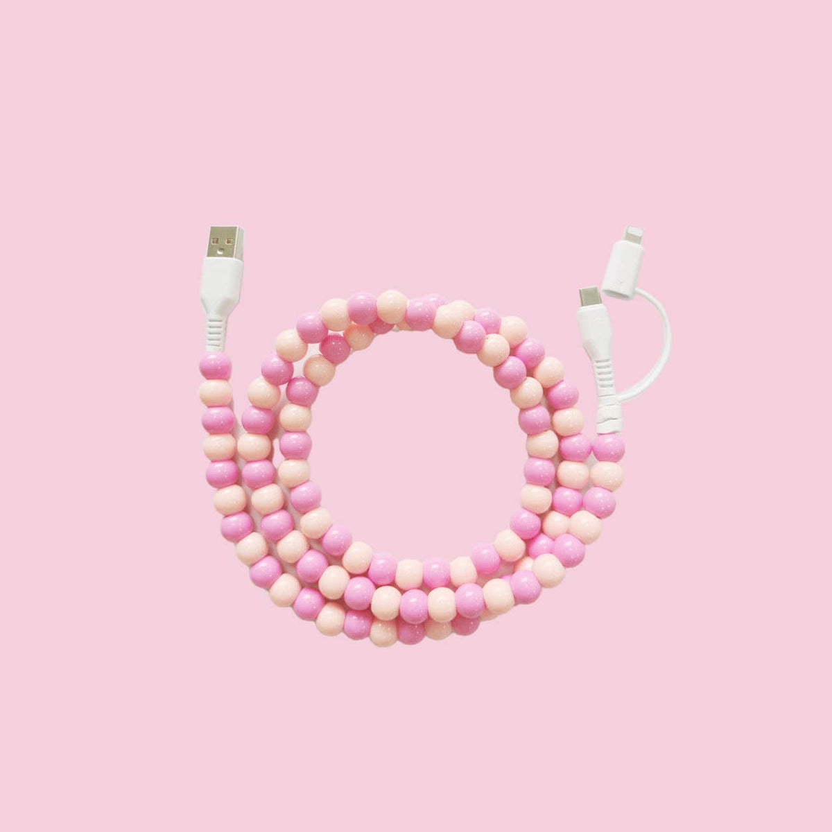 Beaded Data Cable 2 in 1 type-c to ip15