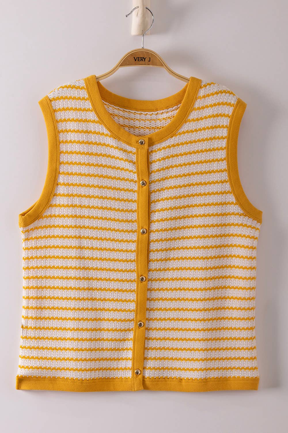 NT12503-Stripe Knit Button Down Top