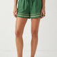 Contrast Trim Linen Shorts