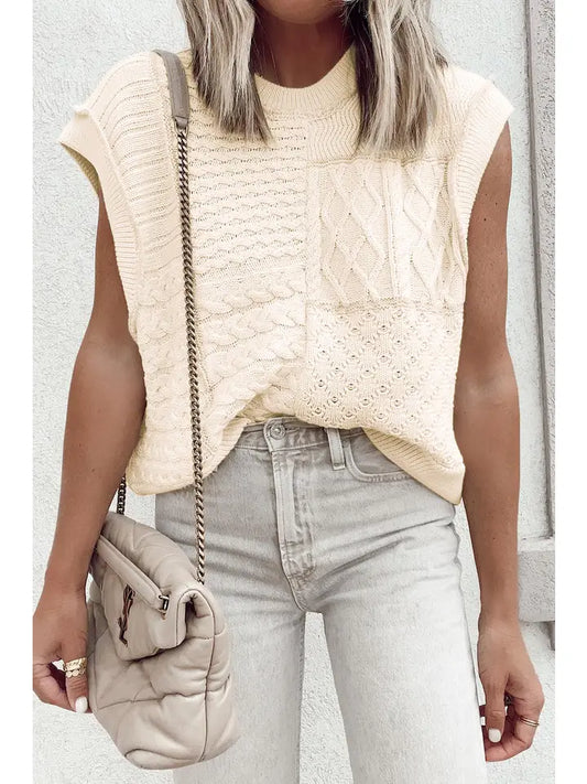 Cable Cap Sleeve Sweater Top