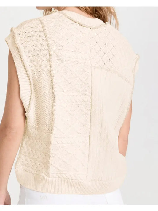Cable Cap Sleeve Sweater Top