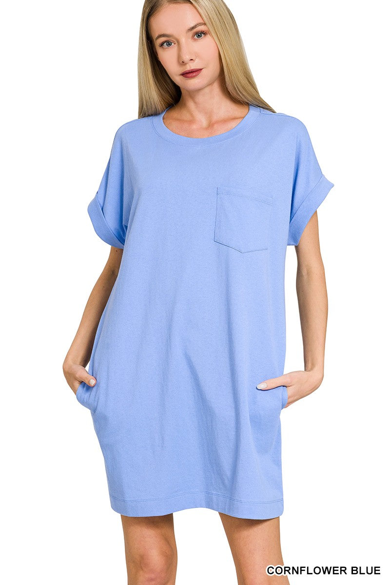 Premium Cotton T-shirts Dress With Pockets