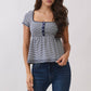 JT57348S - STRIPE SQUARE NK HENLEY BABYDOLL TEE