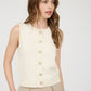 Raw Edge Button Down Knit Cardigan Vest Top