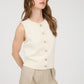 Raw Edge Button Down Knit Cardigan Vest Top