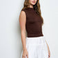 REVERSIBLE FUNNEL NECK SCRUNCH KNIT TOP