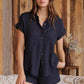 BLU PEPPER - Collared Crinkled Cuff Sleeve Button Down Shirt