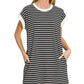 Striped Contrast Trim Rib Banded T-shirts Dress
