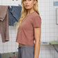 WASHED SHORT SLEEVE CROPPED KNIT T-SHIRT