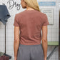 WASHED SHORT SLEEVE CROPPED KNIT T-SHIRT