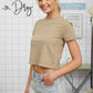 WASHED SHORT SLEEVE CROPPED KNIT T-SHIRT