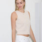 RAW EDGE BUTTON DOWN KNIT CARDIGAN VEST TOP