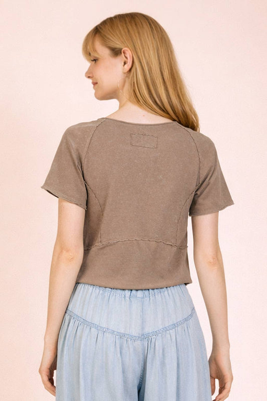 Mineral Washed Fitted Casual Crop